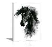 TODOAA Cuadro Abstracto Lienzo Póster de caballos retro grafitis blanco y negro Cuadros Decoracion Salon Lienzo, Dormitorios Para Comedor Pasillo Cocina Y Baño-50x70cm Enmarcado