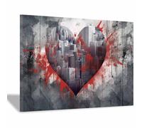 TODOAA Cuadro Abstracto Modernos Lienzo Mural abstracto de graffiti blanco y negro cuadros -Salon baño Comedor dormitorio Decoración de pared（Rojo-60x90cm Enmarcado