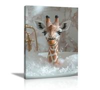 TODOAA Cuadro en Lienzo, Animales modernos para el baño cuadro de lienzo vintage, póster para decoración del hogar para cuarto de baño salón cuadro de pared moderno - 30x40cm Enmarcado(Blanco)