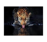 TODOAA Cuadros de baño Animal en la bañera Imagen Leopardo del bosque natural Divertida Arte de Pared Impresiones Lienzo Póster Decoración del Sala（Brown-80x120cm Sin marco