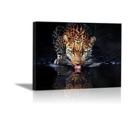 TODOAA Cuadros de baño Animal en la bañera Imagen Leopardo del bosque natural Divertida Arte de Pared Impresiones Lienzo Póster Decoración del Sala（Brown-30x40cm Enmarcado