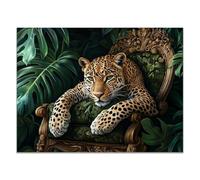 TODOAA Cuadros de baño Animal en la bañera Imagen Leopardo del bosque natural Divertida Arte de Pared Impresiones Lienzo Póster Decoración del Sala（Verde-40x60cm Sin marco