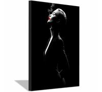 TODOAA Moderna Blanco Y Negrocuadros Abstractos Obra de arte de rostro femenino Salon PóSter De Lienzo ImpresióN DecoracióN NóRdica Arte De Pared Pintura(negro-30x40cm Enmarcado