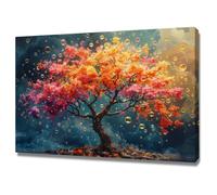 TODOAA Modernos Abstracto Decoracion Cuadros Mural colorido y hermoso de árbol Árbol de la Vida Lienzos Cuadros,Salón Pasillos Dormitorio Comedor Oficina Decorativos（Naranja 4-50x70cm Enmarcado