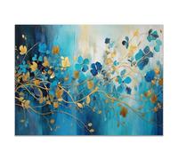 TODOAA Plantas Flores cuadros bohemios modernos Flor dorada moderna Comedor, Pasillo, Dormitorio, Cuadro Decorativo Abstracto Cuadros SalóN（Azul-50x70cm Sin marco