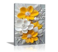 TODOAA Plantas Flores cuadros bohemios modernos Flores blancas y hermosas Comedor, Pasillo, Dormitorio, Cuadro Decorativo Abstracto Cuadros SalóN（Blanco-60x90cm Enmarcado