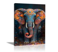 TODOAA Safari áFrica Murales Elefante Abstracto Colorido ImáGenes Para DecoracióN Para NiñOs Y NiñAs Para HabitacióN De Los NiñOs,Animales De La Selva（Azul-50x70cm Enmarcado