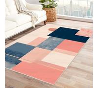 TODOAA Vintage Alfombra Salon Formas geométricas Simples Grande Lavable Alfombras de Dormitorio de Pelo Corto,para Pasillo Larga Habitacion Comedor Antideslizante(rosado-60x90cm