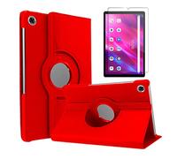 TODOBARATO 24HORAS Funda Compatible con Lenovo Tab K10 10.3 TB-X6C6F/TB-X6C6X/TB-X6C6NBF Roja Giratoria + Protector de Cristal Templado