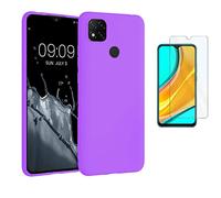 TODOBARATO 24HORAS Funda Compatible con Xiaomi Redmi 10A - 9C Morada TPU Lisa Silicona Gel + Protector Cristal Templado 9H