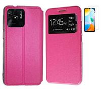 TODOBARATO 24HORAS Funda Compatible con Xiaomi Redmi 10C Rosa Libro Ventana + Protector Cristal Templado 9H