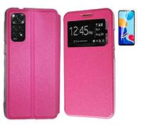 TODOBARATO 24HORAS Funda Compatible con Xiaomi Redmi Note 11-11S Rosa Libro Ventana + Protector Cristal Templado 9H