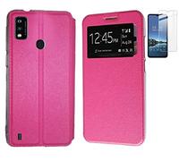 TODOBARATO 24HORAS Funda Compatible con ZTE Blade A51 4G Rosa Libro Ventana + Protector Cristal Templado 9H