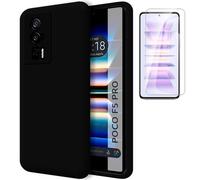 TODOBARATO 24HORAS Funda para Poco F5 Pro 5G (6.67) Negra TPU Lisa Silicona Gel + Protector de Pantalla Cristal Templado 9H