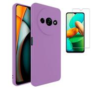 TODOBARATO 24HORAS Funda para Xiaomi Redmi A3 2024 4G (6.71) Morada TPU Lisa Silicona Gel + Protector de Pantalla Cristal Templado 9H