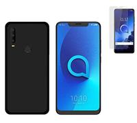 Todobarato24h Funda Compatible con Alcatel 3X 2019/2020 (6.52) Negra TPU Lisa Silicona + Protector Cristal Templado