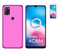 Todobarato24h Funda Compatible con Alcatel 3X 2020 4CAM (6.52) Rosa TPU Lisa Silicona + Protector Cristal Templado