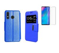 Todobarato24h Funda Compatible con Huawei P30 Lite Azul Libro Ventana + Protector de Cristal Templado