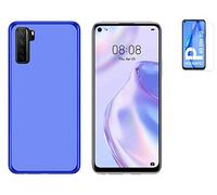 Todobarato24h Funda Compatible con Huawei P40 Lite 5G (6.5) Azul TPU Lisa Silicona + Protector Cristal Templado