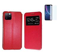 Todobarato24h Funda Compatible con iPhone XI 11 Pro MAX 6.5 Roja Libro Ventana + Protector de Cristal Templado