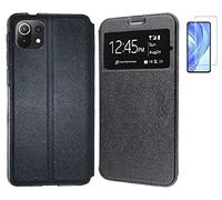 Todobarato24h Funda Compatible con Xiaomi Mi 11 Lite 5G Negra Libro Ventana + Protector