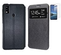 Todobarato24h Funda Compatible con ZTE Blade A51 4G Negra Libro Ventana + Protector