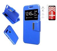 Todobarato24h Funda Libro Ventana Azul Compatible con Huawei P Smart (5.65) + Protector de Cristal Templado