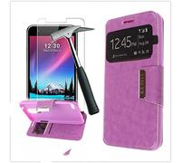 Todobarato24h Funda Libro Ventana LG K4 2017 Morada + Protector DE Cristal Templado