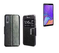 Todobarato24h Funda Libro Ventana Negra Compatible con Samsung Galaxy A7 2018 (6) + Protector de Cristal Templado