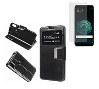 Todobarato24h Funda Libro Ventana Negra Compatible con Xiaomi MI A2 (5.99) + Protector de Cristal Templado