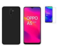 Todobarato24h Funda OPPO A5 2020 - A9 2020 (6.5) Negra TPU Lisa Silicona + Protector Cristal Templado