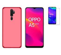Todobarato24h Funda OPPO A5 2020 - A9 2020 (6.5) Roja TPU Lisa Silicona + Protector Cristal Templado