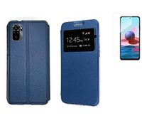 Todobarato24h Funda para Xiaomi Redmi Note 10 / 10S (6.43) Azul Libro Ventana + Protector de Cristal Templado