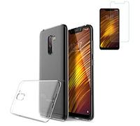 Todobarato24h Funda Transparente Compatible con Xiaomi Pocophone F1 (6.18) TPU Lisa Silicona + Protector Cristal Templado