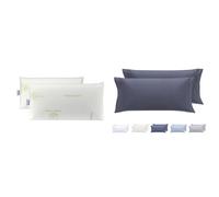 Todocama - Almohada viscoelástica, núcleo Compacto. Doble Funda con Cremallera. & Juego de 2 Fundas de Almohada, Microfibra Extra Suave, hipoalergénicas. Juego de 2-70x40 cm Gris Oscuro