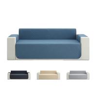 Todocama Funda Cubre Sofá 3 Plazas, Protector Acolchado Piqué, Antiácaros, Fácil de Limpiar, (Azul Grisáceo)