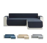 Todocama Funda Cubre Sofá Chaise Long Derecho 200 cm, Protector Acolchado Piqué, Antiácaros, Fácil de Limpiar, (Gris Oscuro)