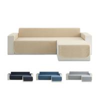 Todocama Funda Cubre Sofá Chaise Long Derecho 200 cm, Protector Acolchado Piqué, Antiácaros, Fácil de Limpiar, (Beige Arena)