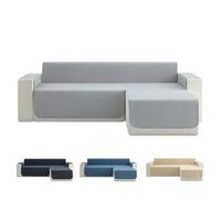 Todocama Funda Cubre Sofá Chaise Long Derecho 200 cm, Protector Acolchado Piqué, Antiácaros, Fácil de Limpiar, (Gris Claro)