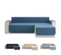 Todocama Funda Cubre Sofá Chaise Long Derecho 240 cm, Protector Acolchado Piqué, Antiácaros, Fácil de Limpiar, (Azul Grisáceo)