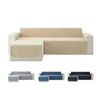 Todocama Funda Cubre Sofá Chaise Long Izquierdo 200 cm, Protector Acolchado Piqué, Antiácaros, Fácil de Limpiar, (Beige Arena)