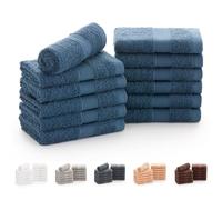 Todocama - Juego de 12 Toallas de Mano (30x30 cm) 100% Algodón Suave y Absorbente, 550 gsm Premium, (Azul Marino)