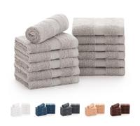 Todocama - Juego de 12 Toallas de Mano (30x30 cm) 100% Algodón Suave y Absorbente, 550 gsm Premium, (Gris Claro)