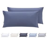 Todocama - Juego de 2 Fundas de Almohada, Microfibra Extra Suave, hipoalergénicas. Juego de 2-70x40 cm Azul grisáceo