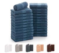 Todocama - Juego de 24 Toallas de Mano (30x30 cm) 100% Algodón Suave y Absorbente, 550 gsm Premium, (Azul Marino)