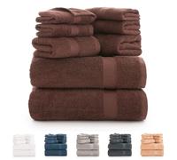 Todocama - Juego de 8 Toallas de Baño 100% Algodón (550 gsm) Extra Suaves, Alta Absorción y Secado Rápido, 2 Toallas de Baño, 2 de Mano y 4 de Cara (Chocolate)