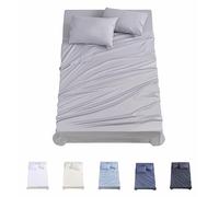Todocama Juego de Sábanas de 4 Piezas - 3001 - Sábana Bajera Ajustable - Encimera - Dos Fundas de Almohada de 50x80cm, (Cama 200-200x190/200 cm, Gris Claro)