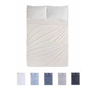 Todocama Juego de Sábanas de 4 Piezas - 4002 - Sábana Bajera Ajustable - Encimera - Dos Fundas de Almohada de 50x80cm (Cama 200x190/200 cm, Beige)