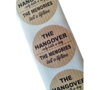 TODOKRAFT 100 Etiquetas adhesivas kraft adhesivas para tu celebración ¨The hangover lasts a day the memories last forever¨