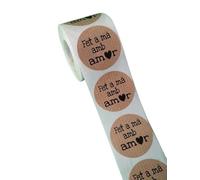 TODOKRAFT 100 Etiquetas Kraft Adhesivas Fet a Mà amb Amor en Catalán 3,5 cm en Rollo, Pegatinas para Packaging Artesanal, Regalos, Bisutería, Tiendas y Productos Handmade